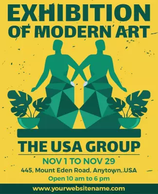Vibrant Green Modern Art Exhibition Flyer Template