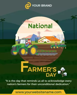 Vibrant Green National Farmer's Day Celebration Poster Template