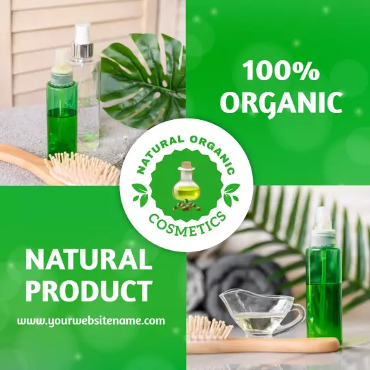 Vibrant Green Natural Hair Oil for Organic Cosmetics Ad Template