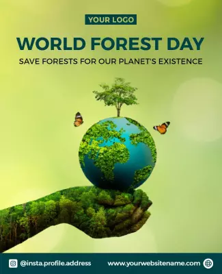 Vibrant Green Nature Conservation World Forest Day Poster Template