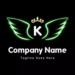Vibrant Green Neon Wings Design for Modern Company Logo Template