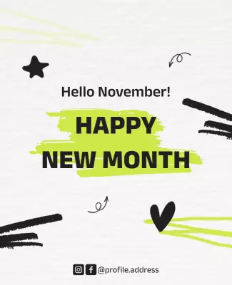 Vibrant Green November Welcome Message Poster Template