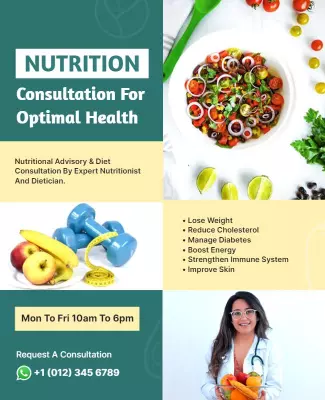 Vibrant Green Nutrition Consultation for Optimal Health Poster Template