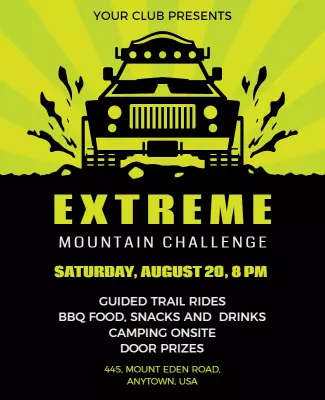 Vibrant Green Off-Roading Adventure Challenge Poster Template