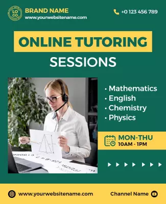 Vibrant Green Online Tutoring Sessions Educational Poster Template