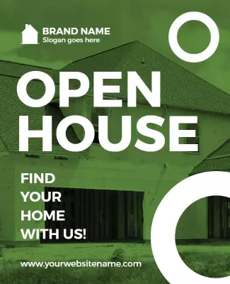 Vibrant Green Open House Real Estate Poster Template