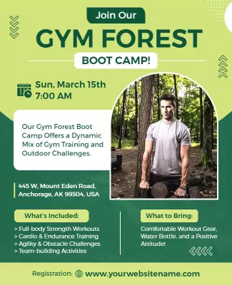 Vibrant Green Outdoor Fitness Boot Camp Poster Template