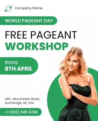 Vibrant Green Pageant Workshop Announcement Poster Template