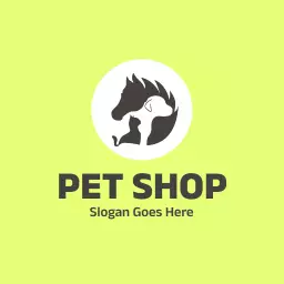 Vibrant Green Pet Shop Logo Featuring Playful Animals Logo Template