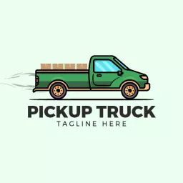 Vibrant Green Pickup Truck Showing Speed and Efficiency Logo Template