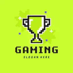 Vibrant Green Pixel Trophy Celebrating Gaming Achievements Logo Template