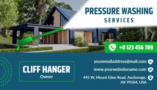 Vibrant Green Pressure Washing Services Business Card Template