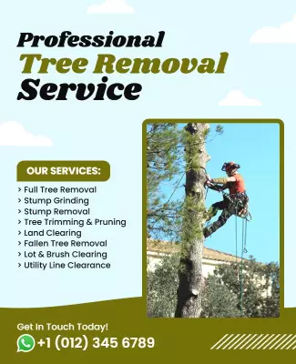 Vibrant Green Professional Tree Removal Service Poster Template