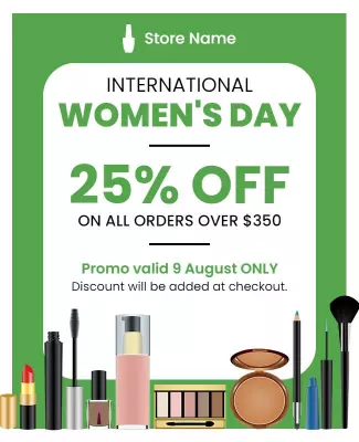 Vibrant Green Promo for International Women's Day Sale Poster Template