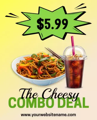Vibrant Green Promotion for Cheesy Combo Meal Poster Template