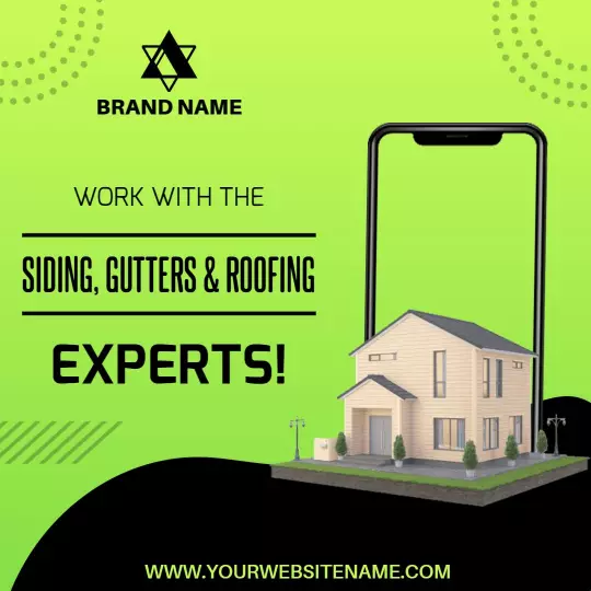 Vibrant Green Real Estate Siding and Roofing Experts Ad Template