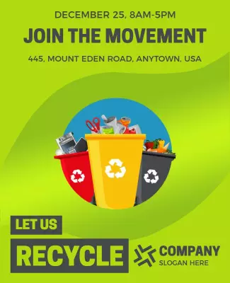 Vibrant Green Recycling Awareness Event Poster Template
