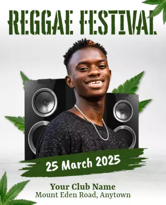 Vibrant Green Reggae Music Festival Flyer Template