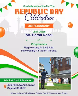 Vibrant Green Republic Day Celebration Invitation Poster Template