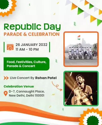 Vibrant Green Republic Day Parade and Celebration Poster Template