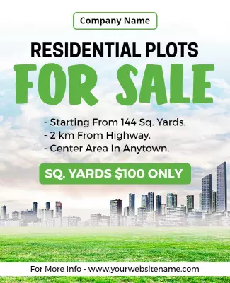 Vibrant Green Residential Plots for Sale Flyer Template