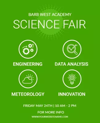 Vibrant Green Science Fair Engineering and Innovation Poster Template