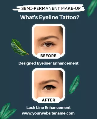 Vibrant Green Semi-Permanent Eyeliner Enhancement Poster Template