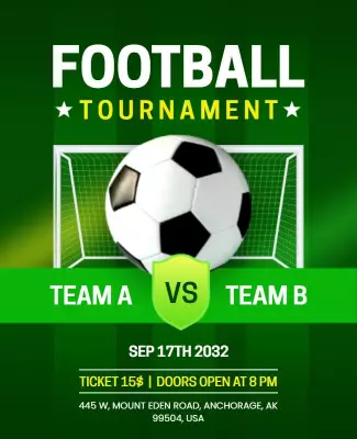 Vibrant Green Soccer Football Tournament Poster Template