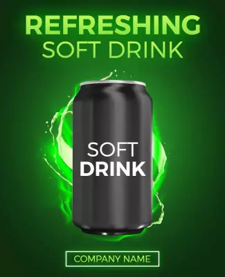 Vibrant Green Soft Drink Promotion Poster Template