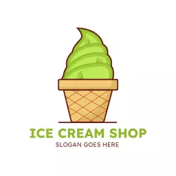 Vibrant Green Soft Serve Ice Cream in Cup Logo Template