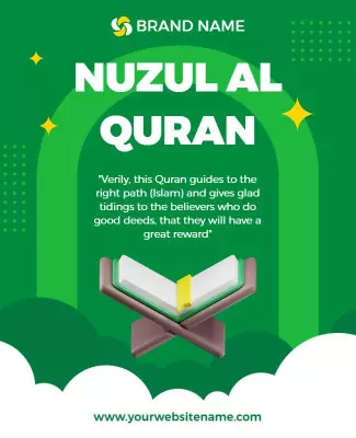 Vibrant Green Spiritual Nuzul Al Quran Education Poster Template