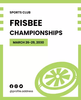 Vibrant Green Sports Club Frisbee Championships Poster Template