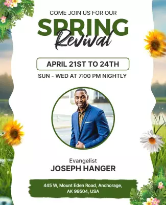 Vibrant Green Spring Revival Event Announcement Poster Template