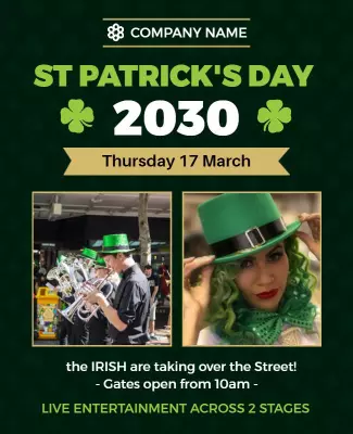 Vibrant Green St Patrick's Day Festival Celebration Poster Template