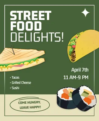 Vibrant Green Street Food Extravaganza Flyer Template