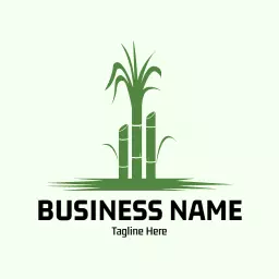 Vibrant Green Sugarcane Stalks Signifying Agricultural Growth Logo Template