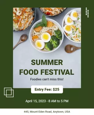 Vibrant Green Summer Food Festival Poster Template