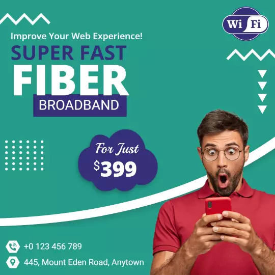 Vibrant Green Super Fast Fiber Broadband Promotion Ad Template