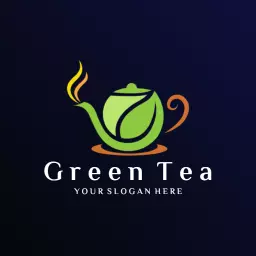 Vibrant Green Teapot with Steam Representing Refreshing Tea Logo Template
