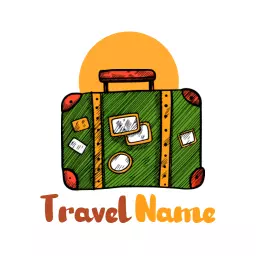 Vibrant Green Travel Suitcase Sketch Logo Template