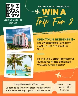 Vibrant Green Vacation Sweepstakes Win a Trip Poster Template