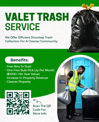 Vibrant Green Valet Trash Service Doorstep Collection Poster Template