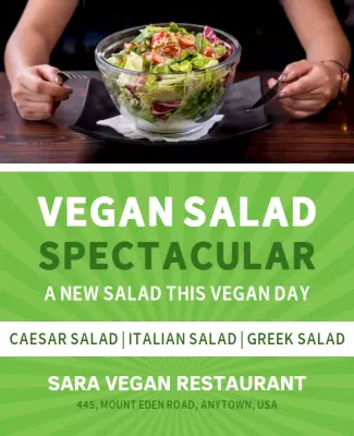 Vibrant Green Vegan Salad Spectacular Restaurant Poster Template