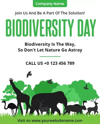 Vibrant Green Wildlife Awareness Biodiversity Day Poster Template