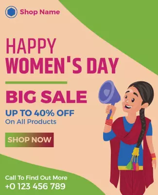 Vibrant Green Women's Day Celebration Sale Poster Template
