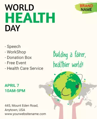 Vibrant Green World Health Day Community Event Flyer Template