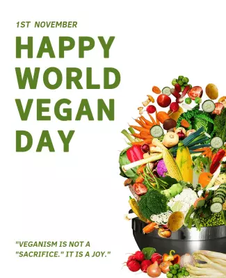 Vibrant Green World Vegan Day Celebration Poster Template