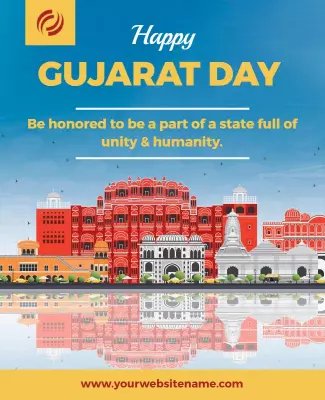 Vibrant Gujarat Day Celebration with Cultural Heritage Poster Template