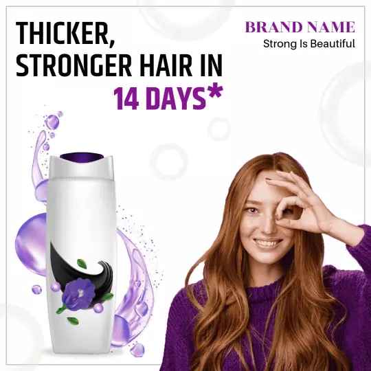 Vibrant Hair Care Promotion for Stronger Hair in 14 Days Ad Template