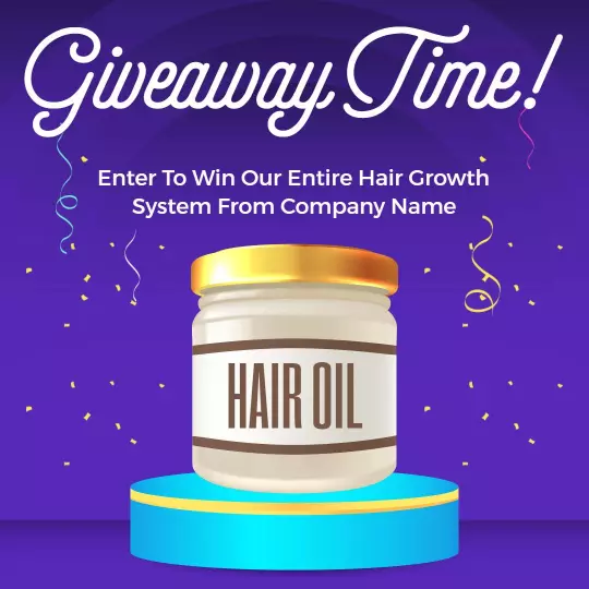 Vibrant Hair Oil Giveaway Promotion for Business Ad Template